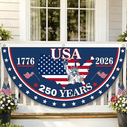 🗽USA 250th Anniversary Flag Half Round Banner🦅