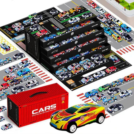 Mini Pull-Back Cars & Garage Set
