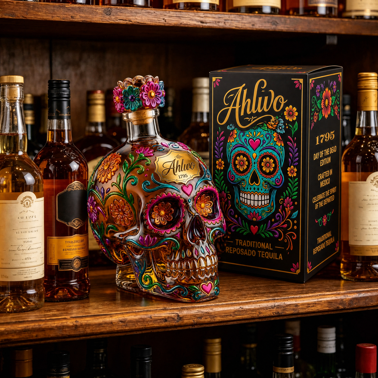 🔥🔥 Father's Day Special:🥃Limited Edition Skull Glass Wine Bottle Bar Ornament