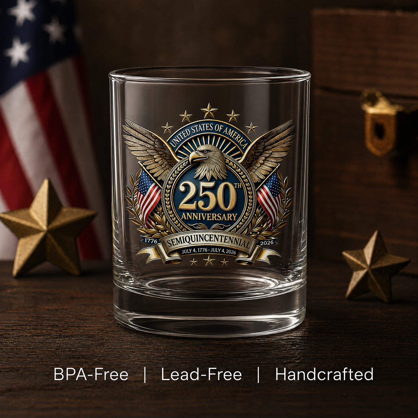 🏆Flash Sale⚡ 66K+ SOLD! 🎁US 250th Anniversary Patriotic Whiskey Glass 1776-2026