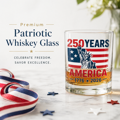🏆Flash Sale⚡ 66K+ SOLD! 🎁US 250th Anniversary Patriotic Whiskey Glass 1776-2026