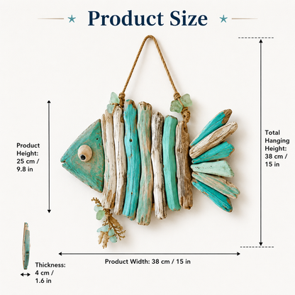🌊 Lighted Coastal Fish Wall Decor | Driftwood LED Art with Remote & 8 Modes