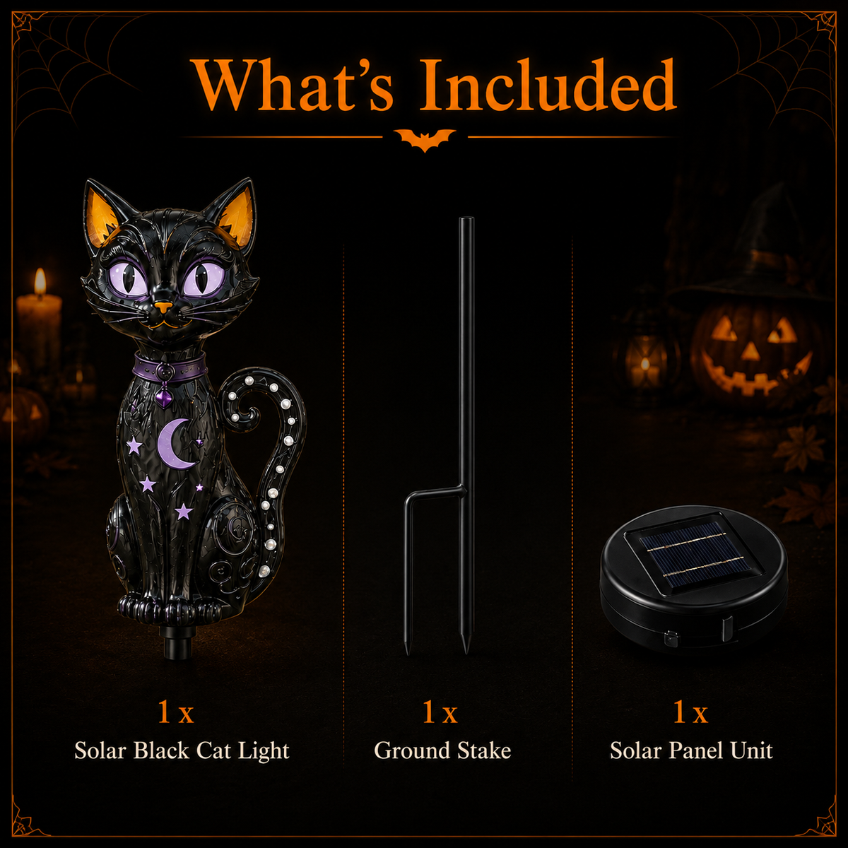 🔥 Get Ready for Spooky Season 🎃 Solar Black Cat Purple Glow Outdoor Garden Stake Light 💜✨