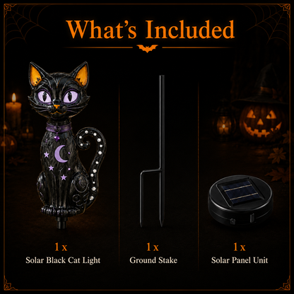 🔥 Get Ready for Spooky Season 🎃 Solar Black Cat Purple Glow Outdoor Garden Stake Light 💜✨