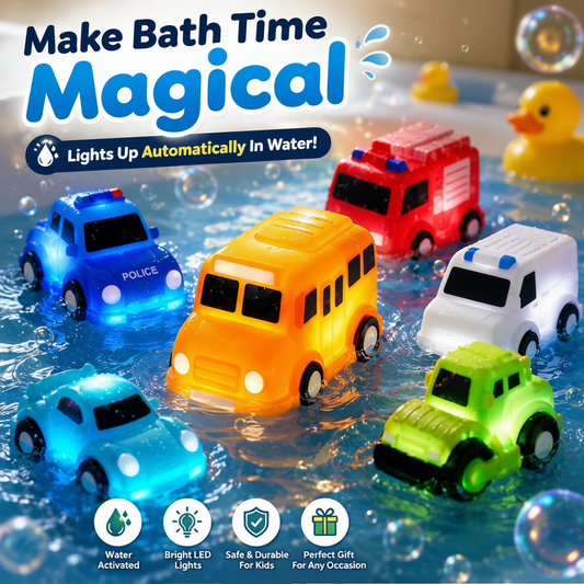 Light-Up Bath Vehicles — 6 Piece Set