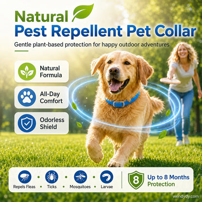 🎉 FLASH DEAL 45% OFF🐶🐱 – Plant-Based Flea & Tick Collar 🌿 Up to 8 Months Protection, Slow-Release Oils, Water-Resistant 💦 Repels Mosquitoes & Larvae, Comfortable & Safe for Daily Wear 🐕
