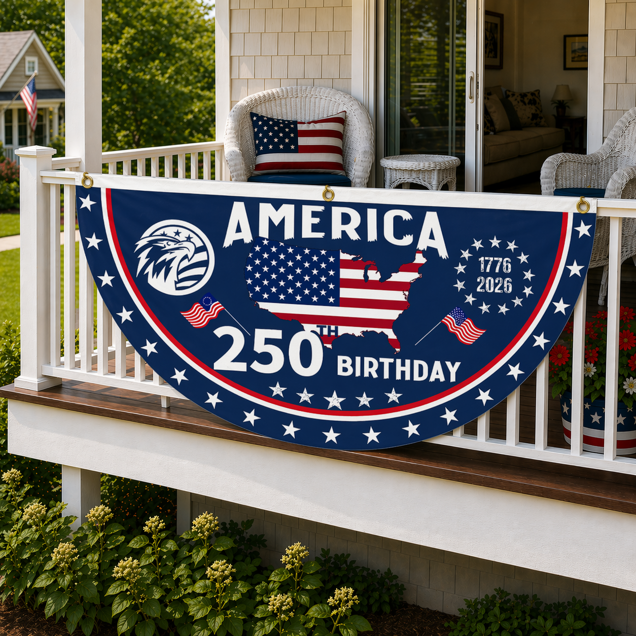 🎉 Celebrate USA’s 250th – Patriotic Half Round Banner 🦅