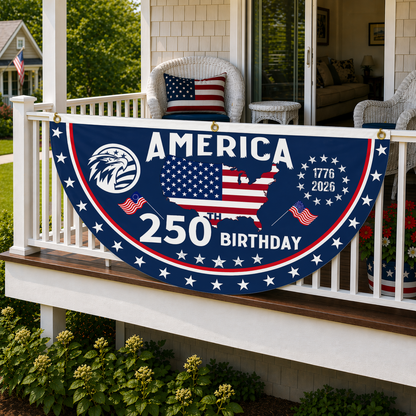 🎇 1776-2026 USA 250th Patriotic Outdoor Half Round Banner 🎊