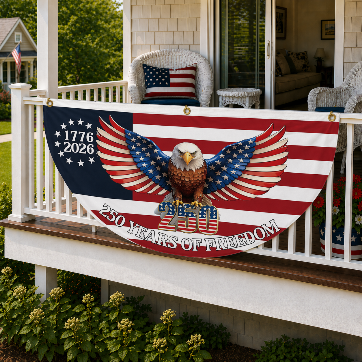 🎉 Celebrate USA’s 250th – Patriotic Half Round Banner 🦅