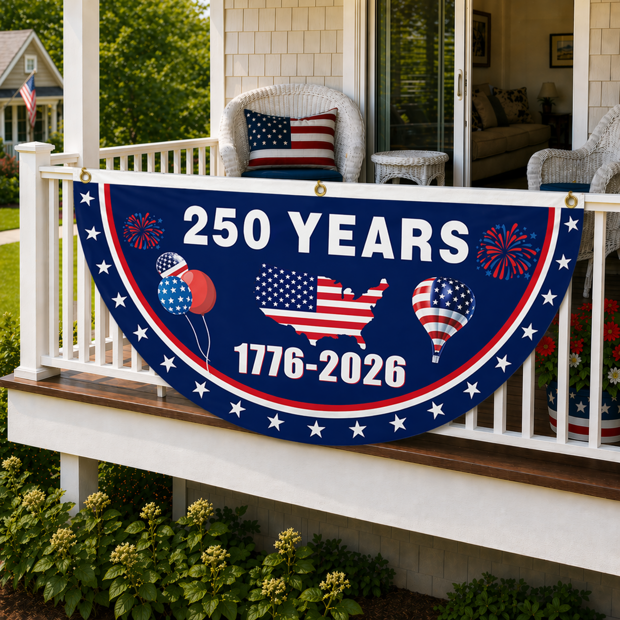 🎉 Celebrate USA’s 250th – Patriotic Half Round Banner 🦅