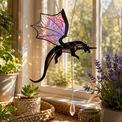 🐉 Flying Dragon Acrylic Suncatcher Stained Glass Design | Window Hanging Decor