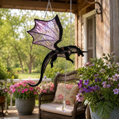 🐉 Flying Dragon Acrylic Suncatcher Stained Glass Design | Window Hanging Decor