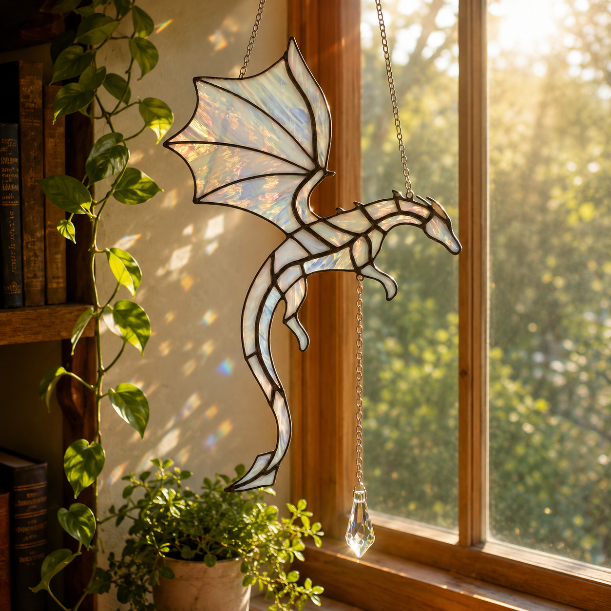 🐉 Flying Dragon Acrylic Suncatcher Stained Glass Design | Window Hanging Decor