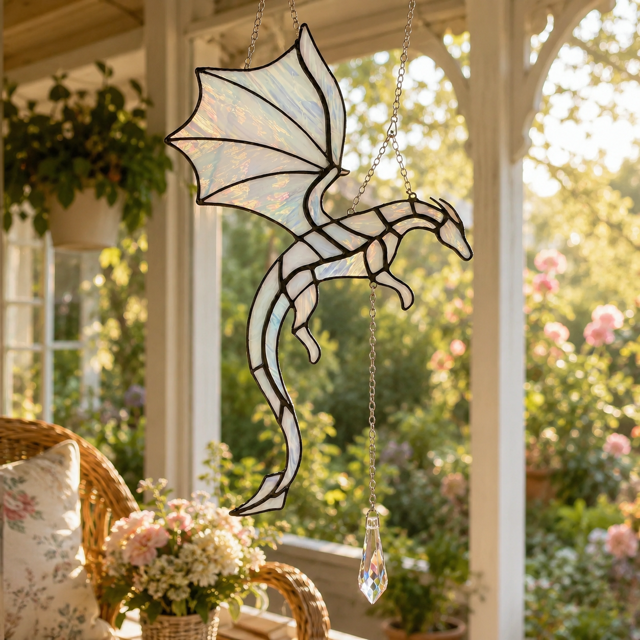 🐉 Flying Dragon Acrylic Suncatcher Stained Glass Design | Window Hanging Decor