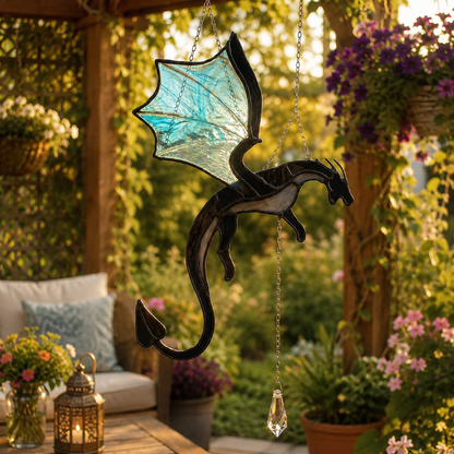 🐉 Flying Dragon Acrylic Suncatcher Stained Glass Design | Window Hanging Decor
