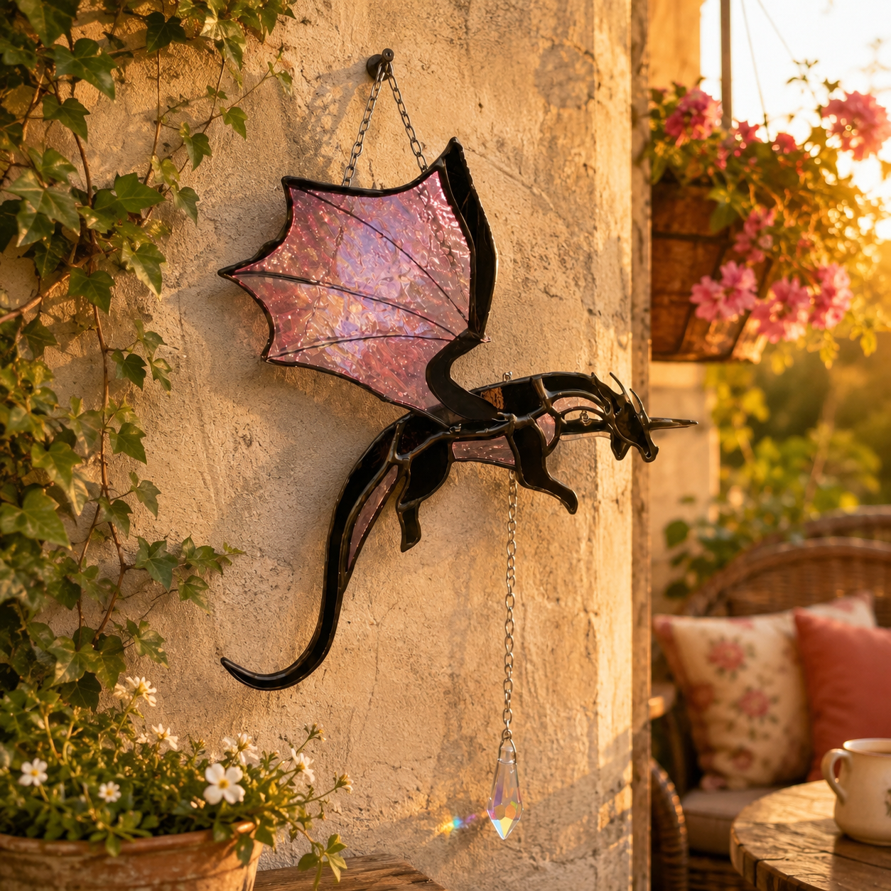 🐉 Flying Dragon Acrylic Suncatcher Stained Glass Design | Window Hanging Decor