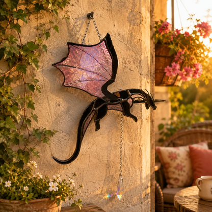 🐉 Flying Dragon Acrylic Suncatcher Stained Glass Design | Window Hanging Decor