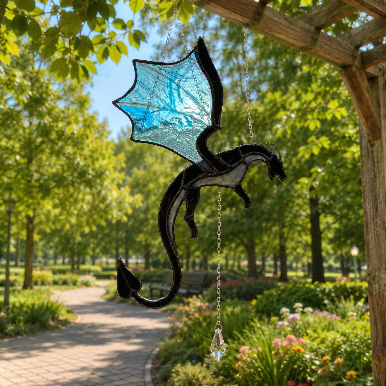 🐉 Flying Dragon Acrylic Suncatcher Stained Glass Design | Window Hanging Decor