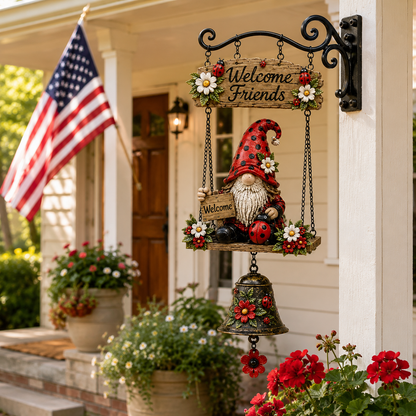 🔥Limited time 50% OFF – Rustic Garden Gnome Bell Outdoor Decor 🐞🌼❤️