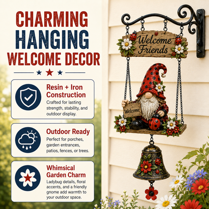 🔥Limited time 50% OFF – Rustic Garden Gnome Bell Outdoor Decor 🐞🌼❤️
