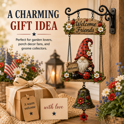 🔥Limited time 50% OFF – Rustic Garden Gnome Bell Outdoor Decor 🐞🌼❤️