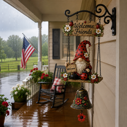 🔥Limited time 50% OFF – Rustic Garden Gnome Bell Outdoor Decor 🐞🌼❤️