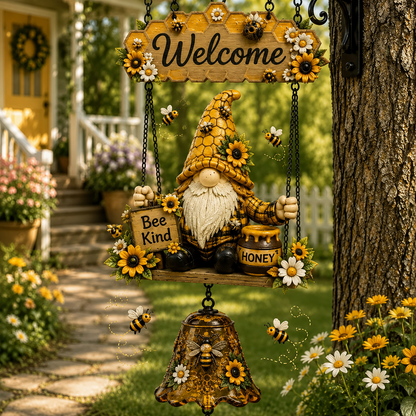 🔥Limited time 50% OFF – Rustic Garden Gnome Bell Outdoor Decor 🐞🌼❤️