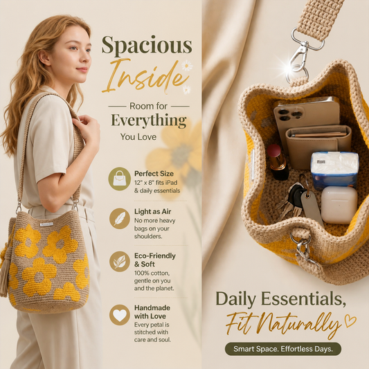 🏆Last Day Promotion 49% OFF🧵🌸Handmade Crochet Flower Tote 🌼✨