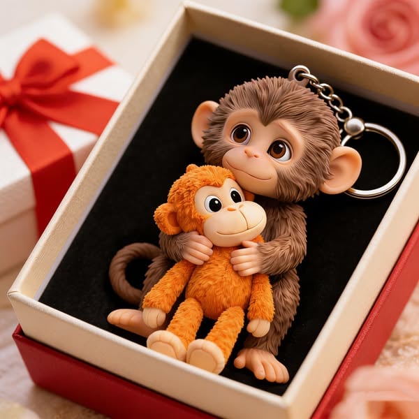 🏆Last Day 49% OFF-🐵 3D Effect Viral Punch Monkey Keychain 💕🎁Emotional Gift for Animal Lovers, Family, Friends, Loved Ones