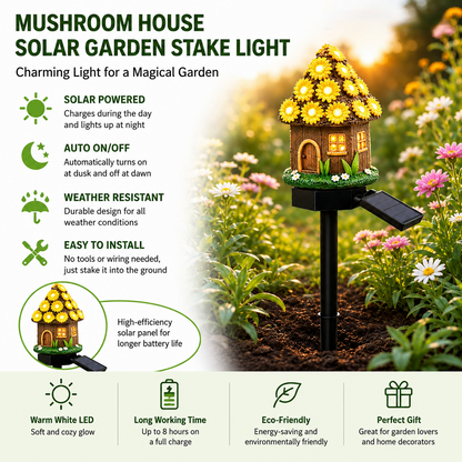 ✨Last Day: 47% OFF🔥Solar Fairy-Tale Mushroom Cottage Garden Light – Whimsical Warm Glow for Paths, Patios & Flower Beds 🍄🌙