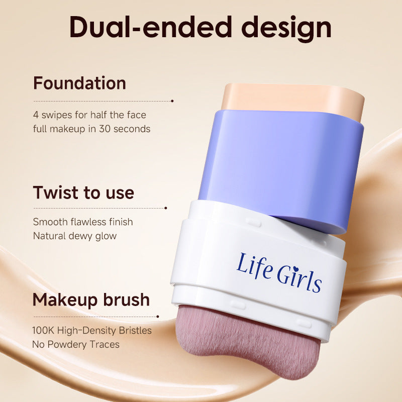 5-in-1 Soft Matte Foundation Stick with Built-in Brush | Ceramide & Hyaluronic Acid | Buildable Coverage