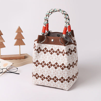 👜🏅Boho Woven Polyester Bucket Bag