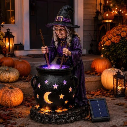 🥳2026 HOT SALE🪄Halloween Witch Glowing Cauldron Solar Light