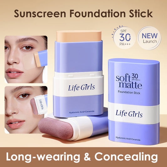 5-in-1 Soft Matte Foundation Stick with Built-in Brush | Ceramide & Hyaluronic Acid | Buildable Coverage