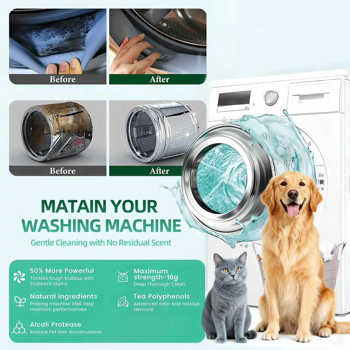 🔥24pcs  Powerful Washer Deep Cleaner Tablets – Eliminate Hidden Bacteria & Bad Smells Fast