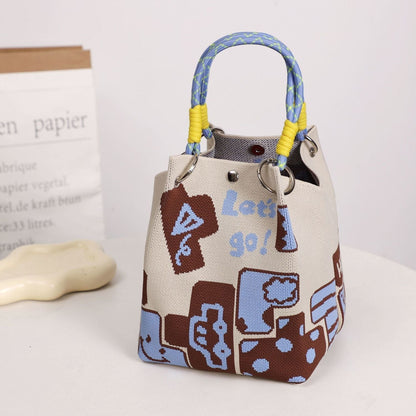 👜🏅Boho Woven Polyester Bucket Bag
