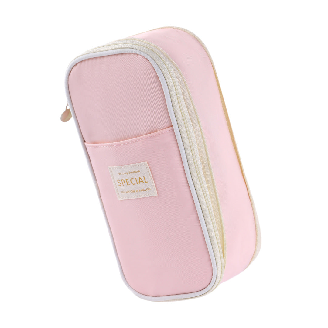 Large Capacity Double-Layer Macaron Stationery Box