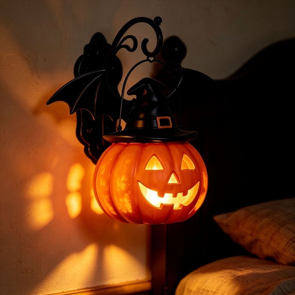 🎃Halloween Early Bird Special Sale 50% OFF🎃 Bat Hat Pumpkin Wall Lamp 🦇