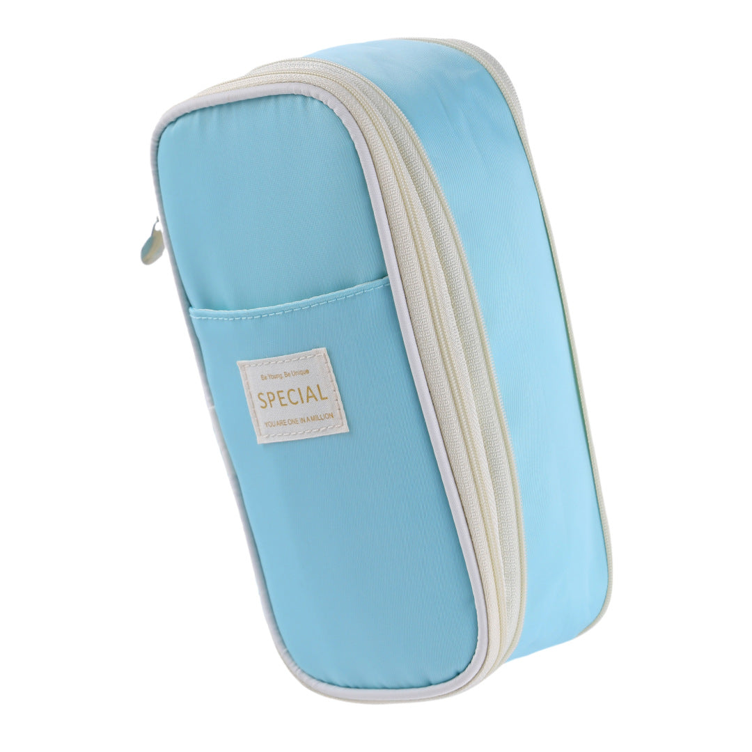 Large Capacity Double-Layer Macaron Stationery Box