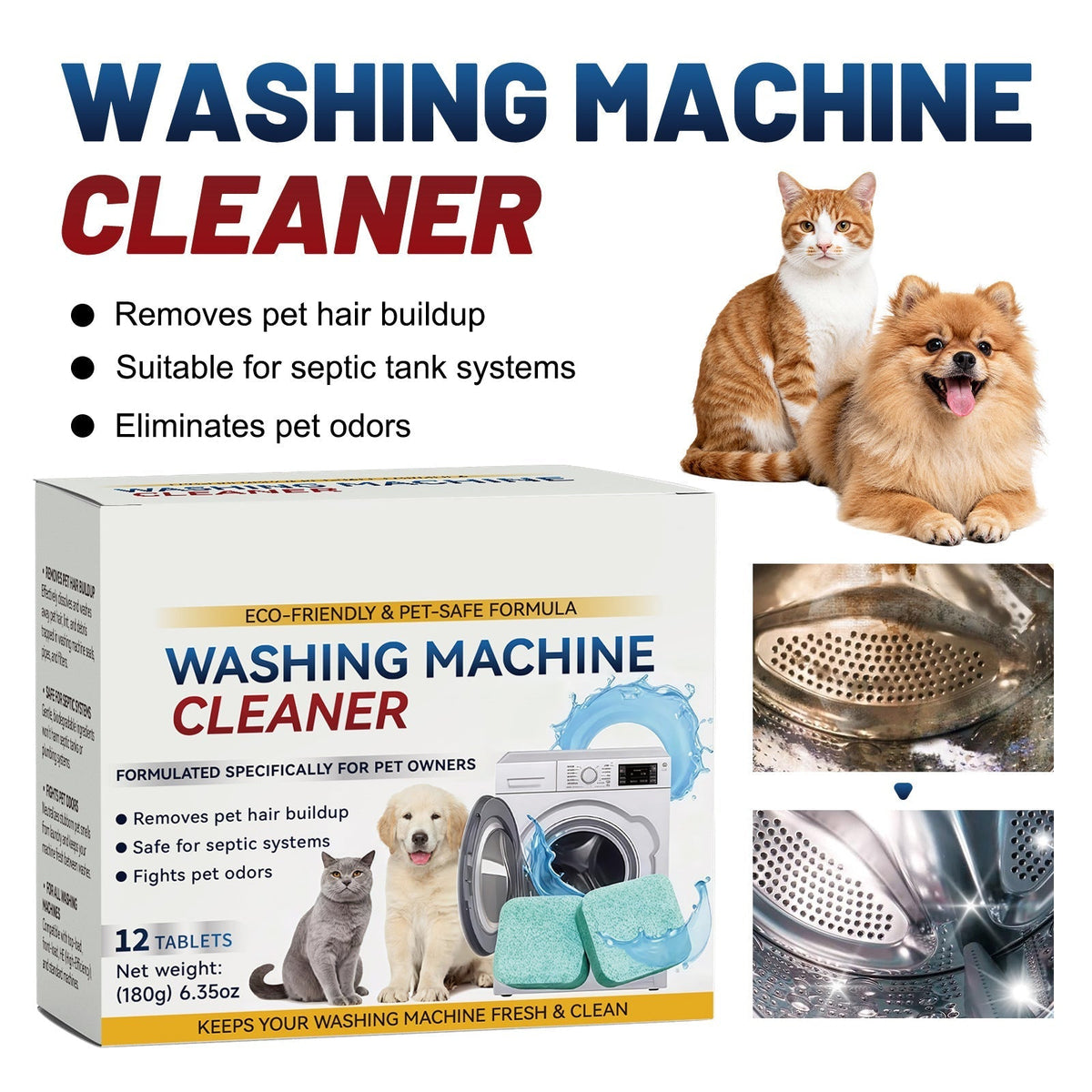 🔥24pcs  Powerful Washer Deep Cleaner Tablets – Eliminate Hidden Bacteria & Bad Smells Fast