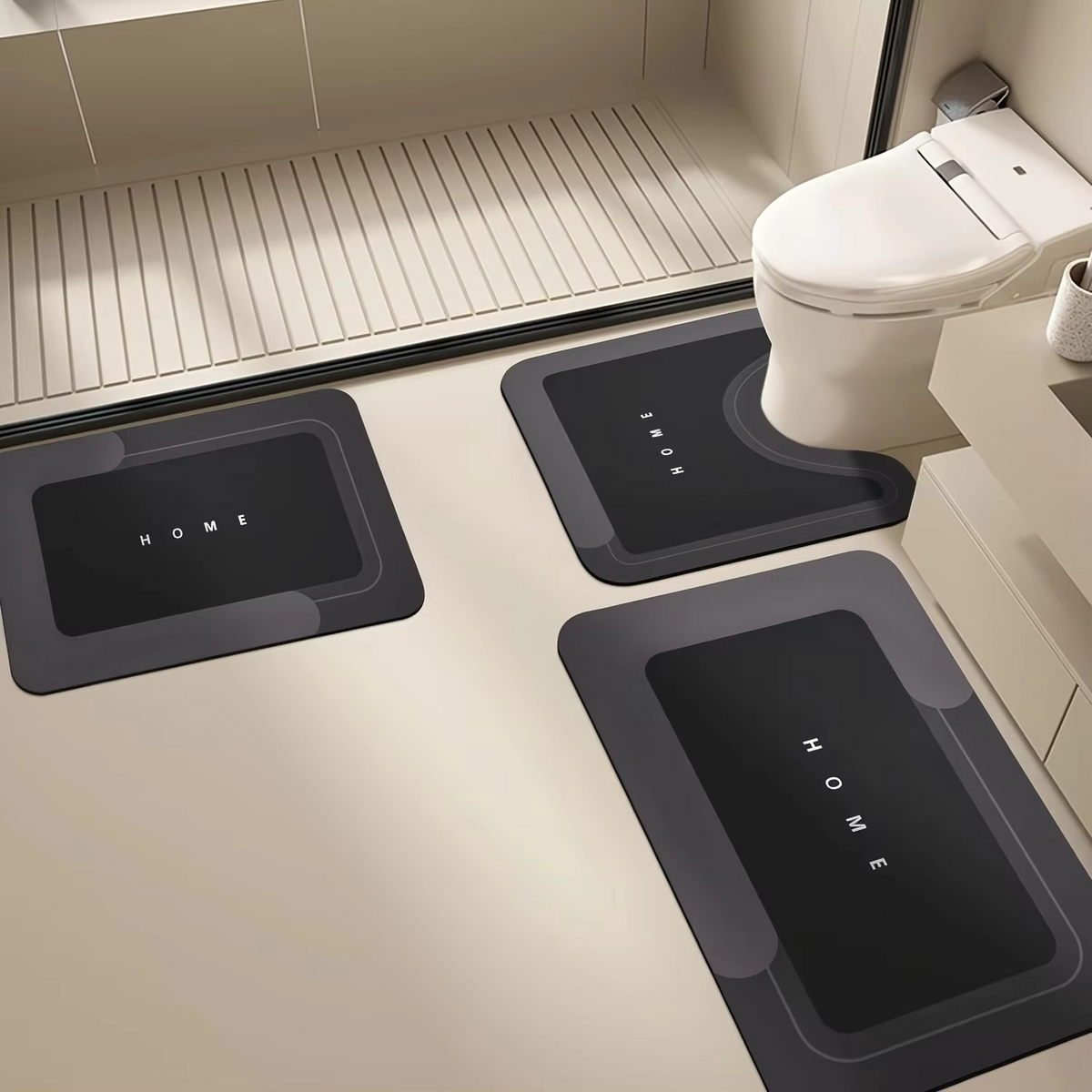 🏆Last Day Sale -50% OFF⚡3-Piece Anti-Slip Bathroom Mat Set – Quick-Dry U-Shaped Toilet & Floor Mats