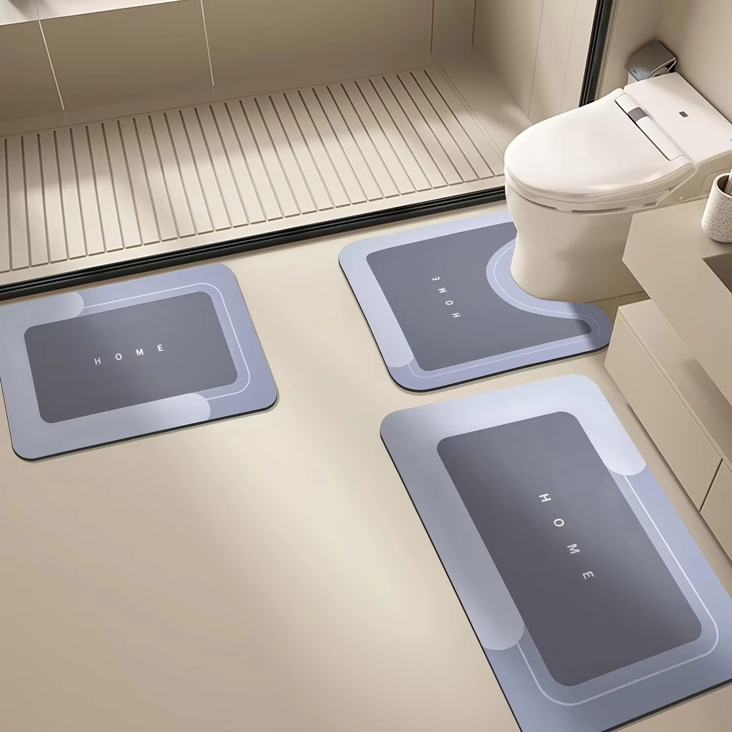 🏆Last Day Sale -50% OFF⚡3-Piece Anti-Slip Bathroom Mat Set – Quick-Dry U-Shaped Toilet & Floor Mats