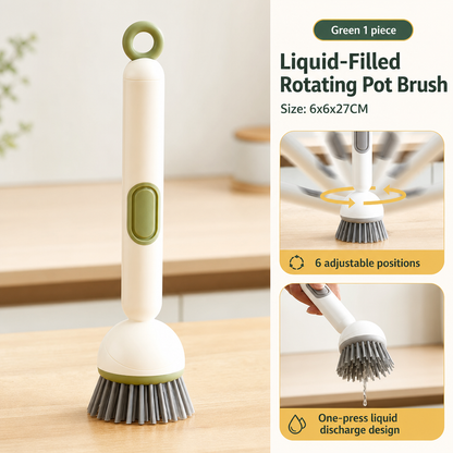 360° Rotating Soap Dispensing Dish Brush with Interchangeable Heads