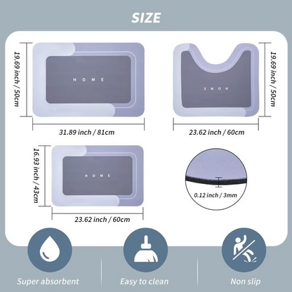 🏆Last Day Sale -50% OFF⚡3-Piece Anti-Slip Bathroom Mat Set – Quick-Dry U-Shaped Toilet & Floor Mats