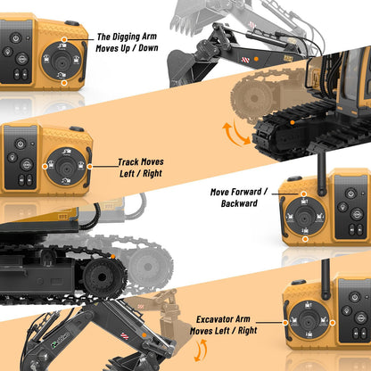 Father's Day Special: 3 in 1 Remote Control Excavator Toy with Metal Bucket/Claw/Drill