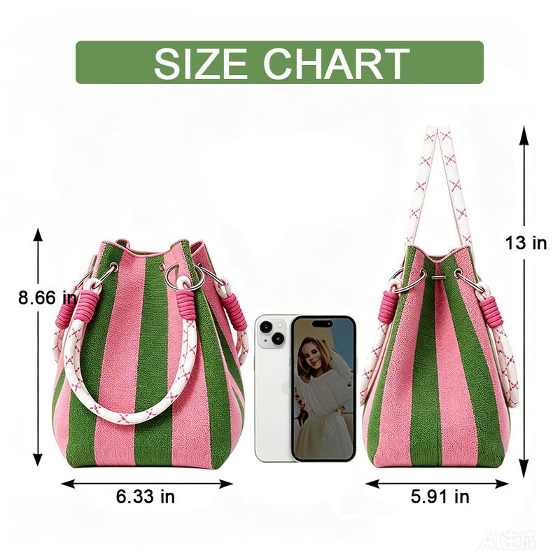 👜🏅Boho Woven Polyester Bucket Bag