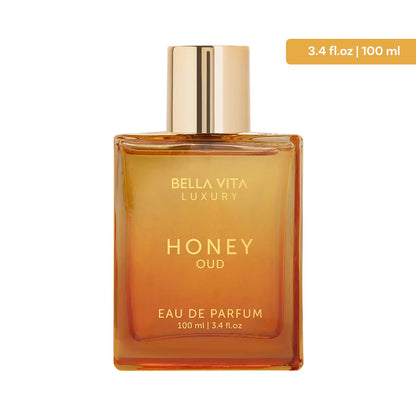 BellaVita Honey Oud Eau De Parfum 100ML | Unisex Luxury Perfume | Sweet Honey & Smoky Oud | Long-Lasting Vegan Fragrance
