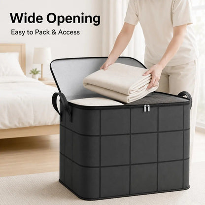 📦Spacious Moving Storage Bin – Large Capacity Zippered Fabric Organizer for Bedding & Clothes