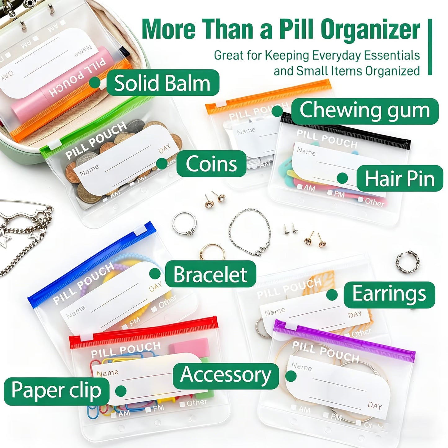 💊 A8 Waterproof Pill Pouch Set – Large Weekly Travel Medicine Organizer