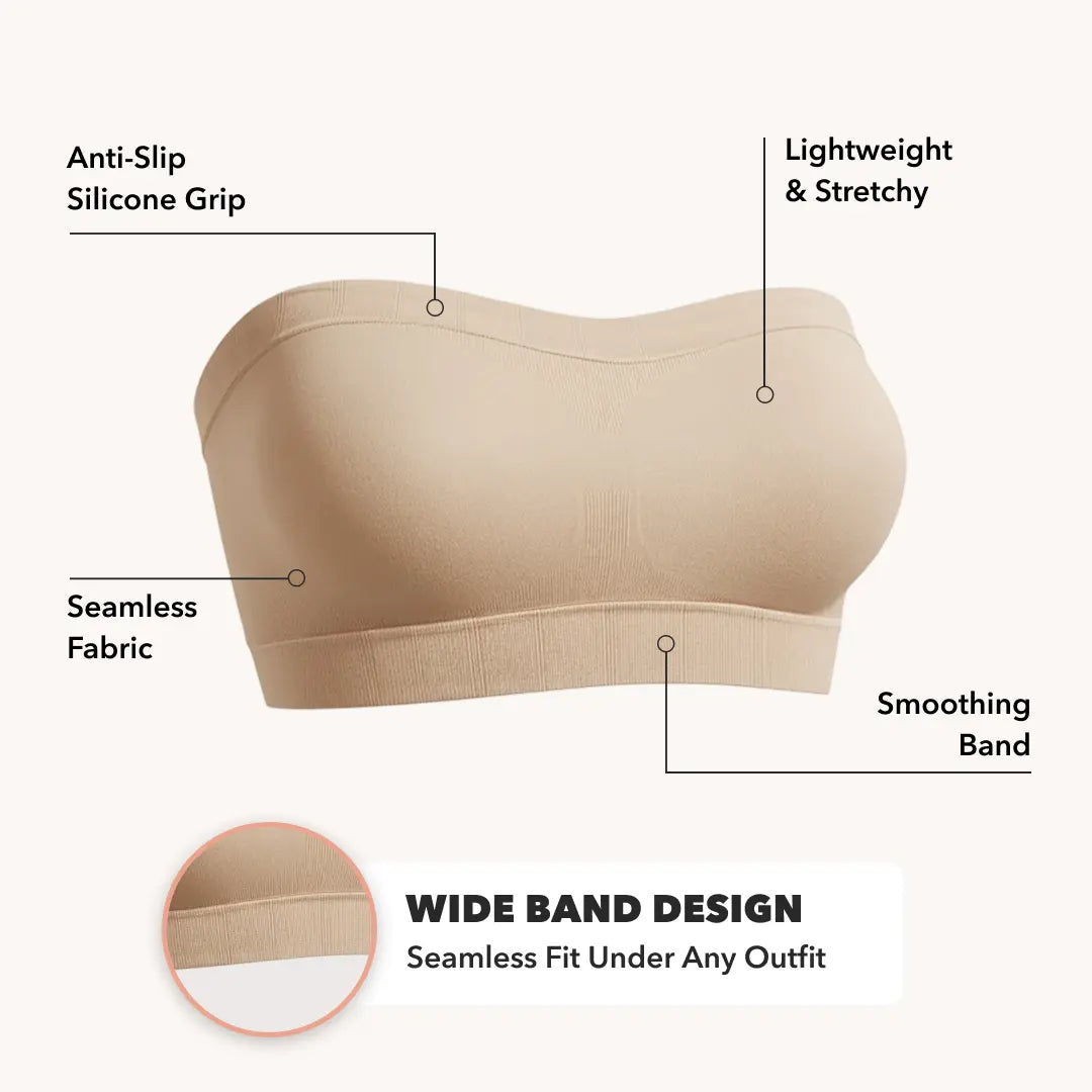Shapermint Truekind Convertible Strapless Bandeau Bra – Wireless Comfort with Removable Straps-A0009
